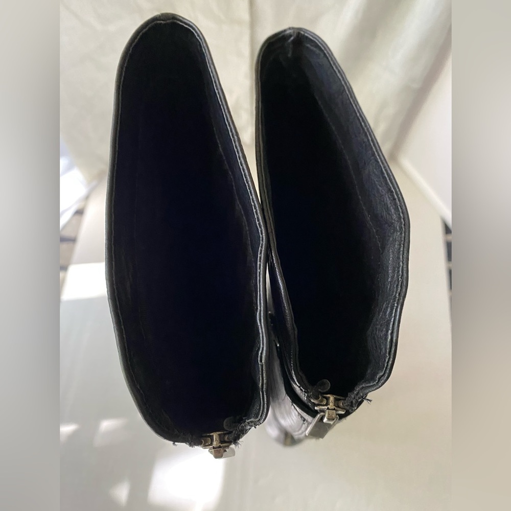 Dolce Vita black calfskin leather platform boots with back zip size 8 1/2 - Picture 6 of 16